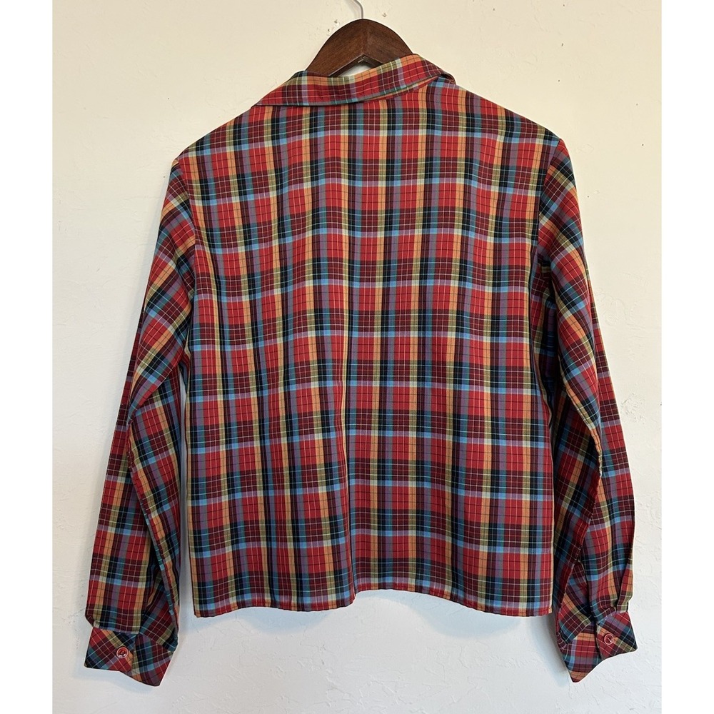 Vintage 1970s Styled By Terry Chicago Plaid Button Up Blouse 12 Western Boho - Picture 2 of 8